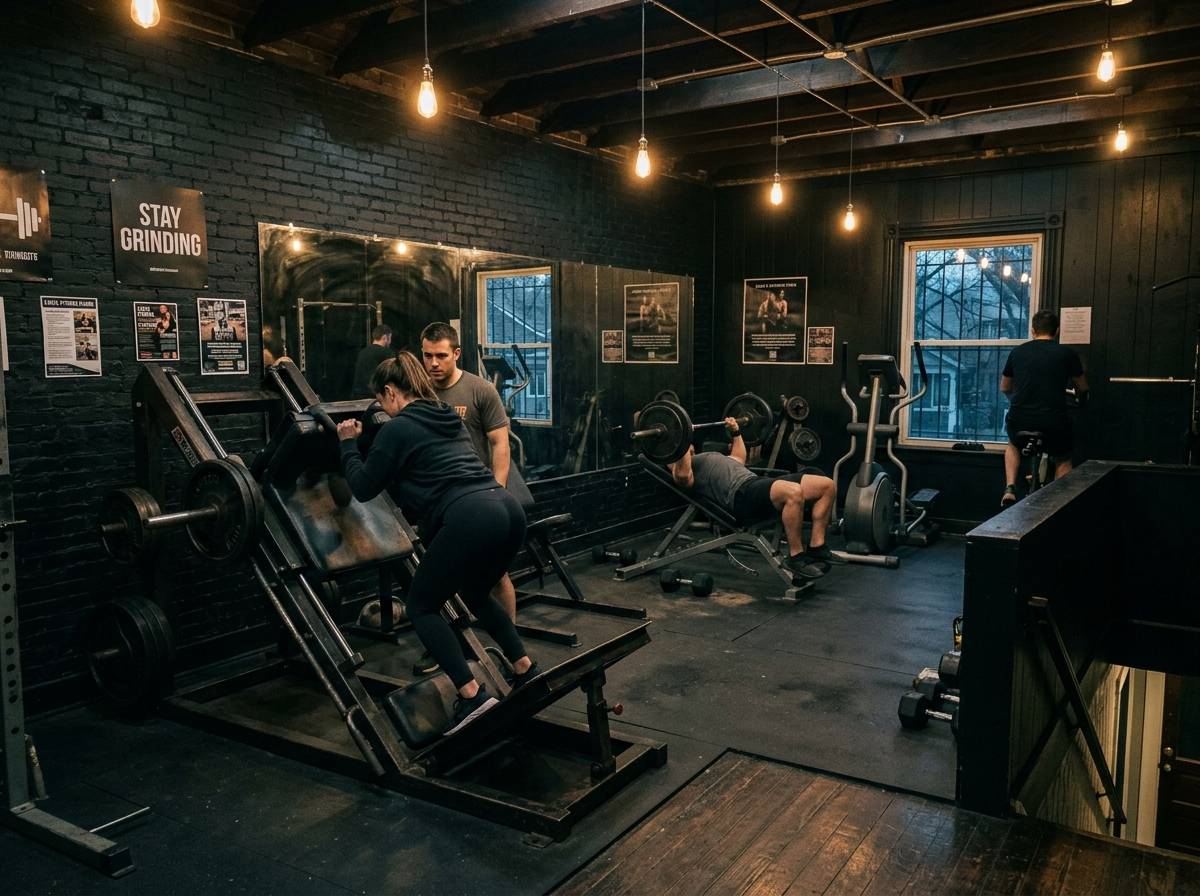 Segundo piso de StronGym: bicicletas, elípticas, hack péndulo, planchas recta e inclinada y curl sentado
