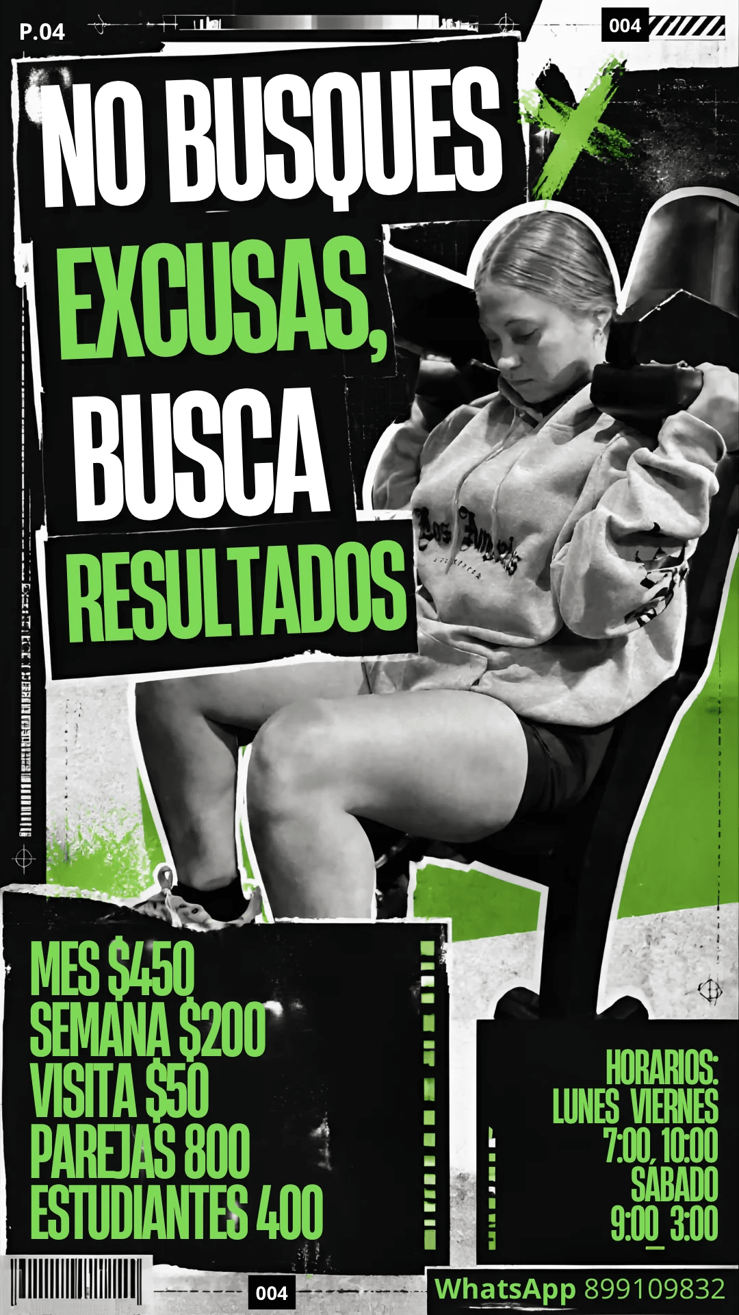 Cartel oficial de StronGym: No busques excusas, busca resultados. Tarifas vigentes.